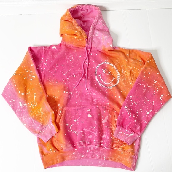 NU VINTAGE Tie-dye Smiley Hoodie. Beautiful, heavy and thick. Made in the USA - Picture 8 of 13